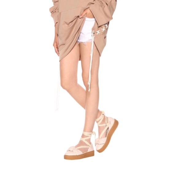 Fenty By Rihanna Puma Bow Lace Up Cream Creepers - Picture 3 of 7